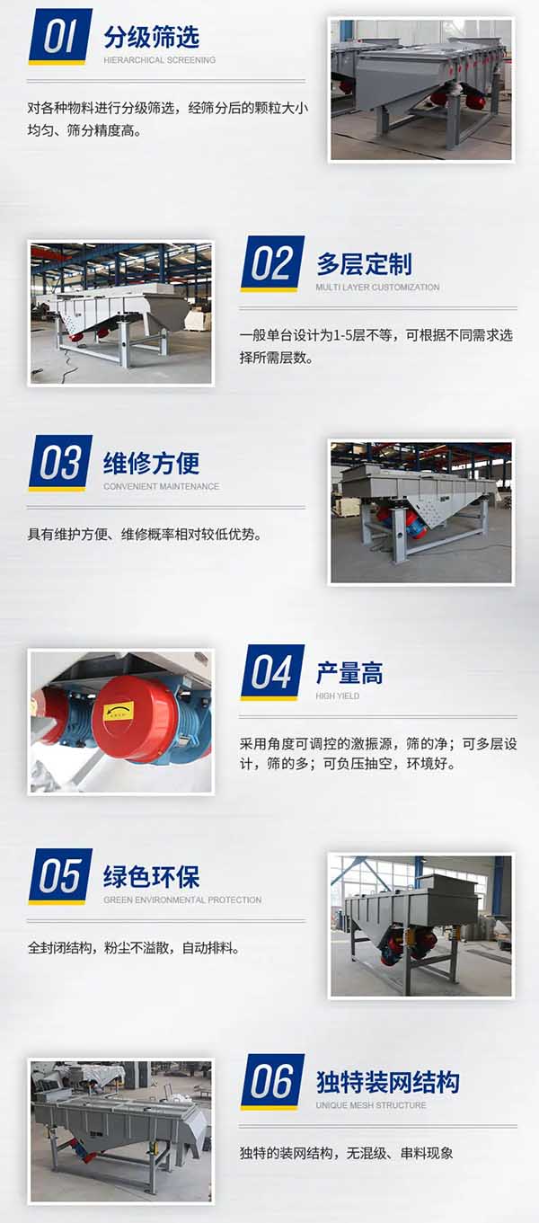 大塊直線(xiàn)篩特點(diǎn)